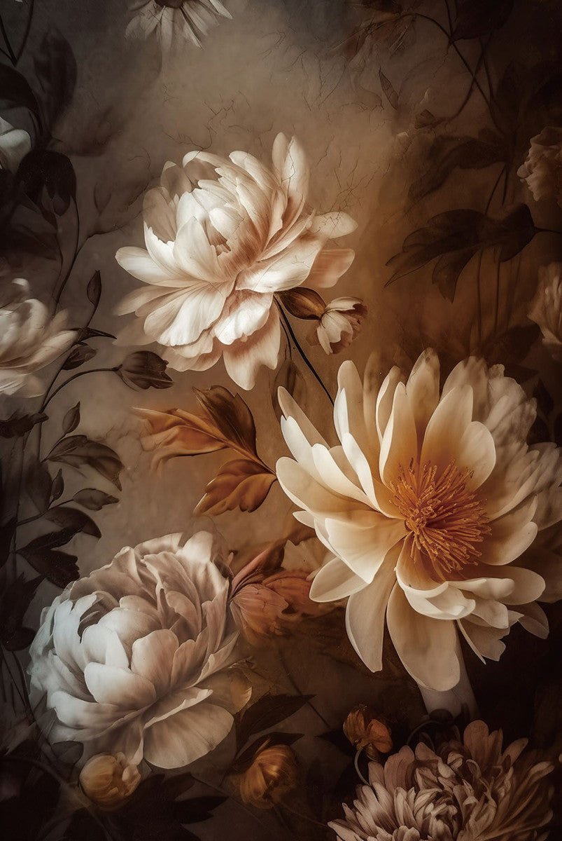 Glasschilderij witte bloemen 80x120 cm