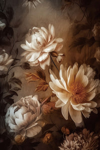 Glasschilderij witte bloemen 80x120 cm
