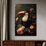 Glasschilderij Toekan links & bloemen  80x120 cm