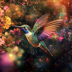 Glasschilderij vliegende kolibri naar links in kleur 120x80 cm