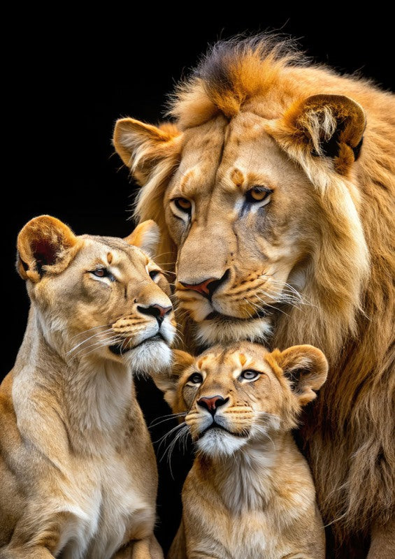 Glasschilderij Leeuwen familie 80x120 cm