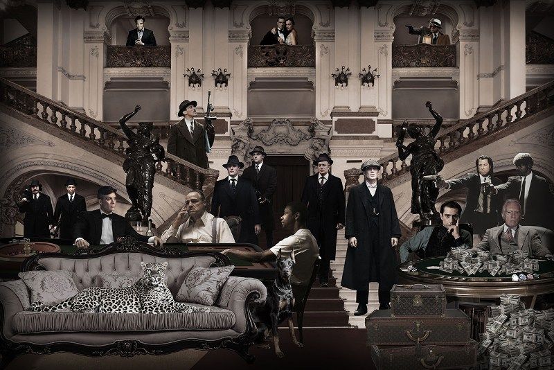 Glasschilderij Peaky blinders / casino 120x80 cm