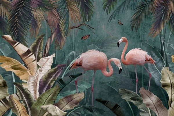 Glasschilderij twee flamingo`s 120x80 cm