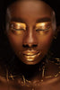 Glasschilderij vrouw gouden lippen & oogleden 80x120 cm