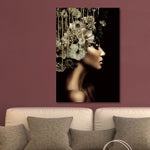 Glasschilderij vrouw/bloemen 80x120 cm