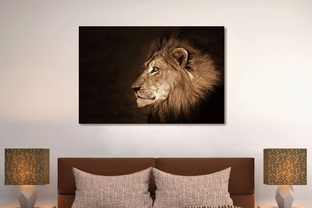 Glasschilderij Leeuwenkop zijkant 120x80 cm