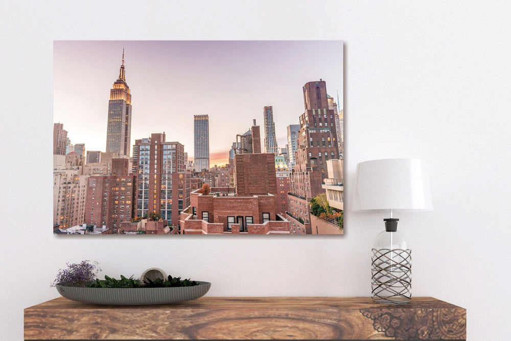 Glasschilderij Empire state building en omgeving 120x80 cm