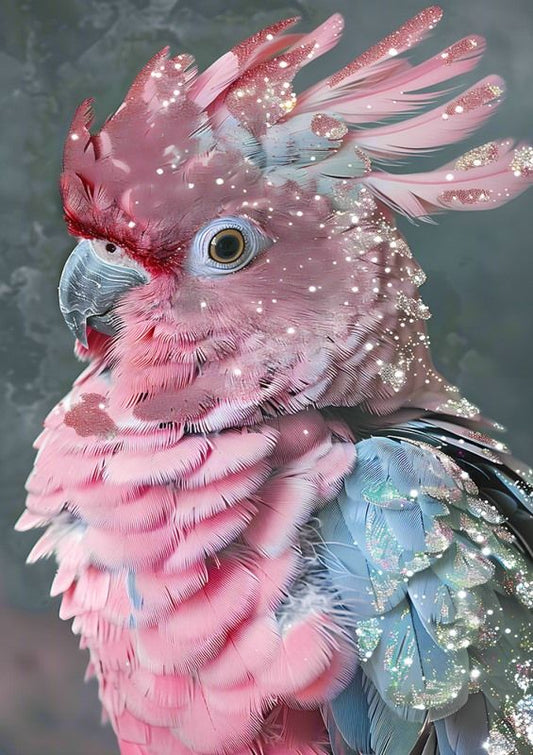 Glasschilderij roze papagaai vogel 80x120 cm van Ter Halle