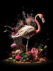 Glasschilderij Flamingo zwarte achtergrond met 3D reliëf 80x120 cm