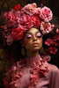 Glasschilderij vrouw roze bloemen toog met 3D reliëf 80x120 cm