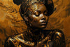 Glasschilderij vrouw gesloten ogen gouden accenten met 3D reliëf 120x80 cm