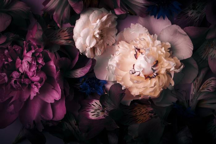 Glasschilderij gekleurde bloemen3D reliëf 120x80 cm (Magazijn sale)
