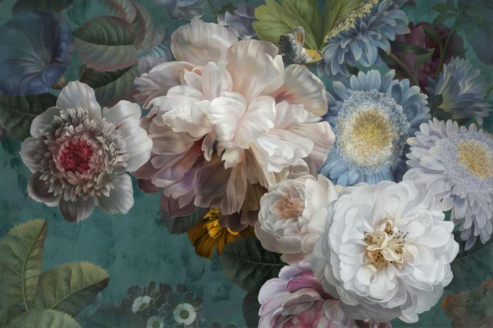 Glasschilderij gekleurde bloemen3D reliëf 120x80 cm