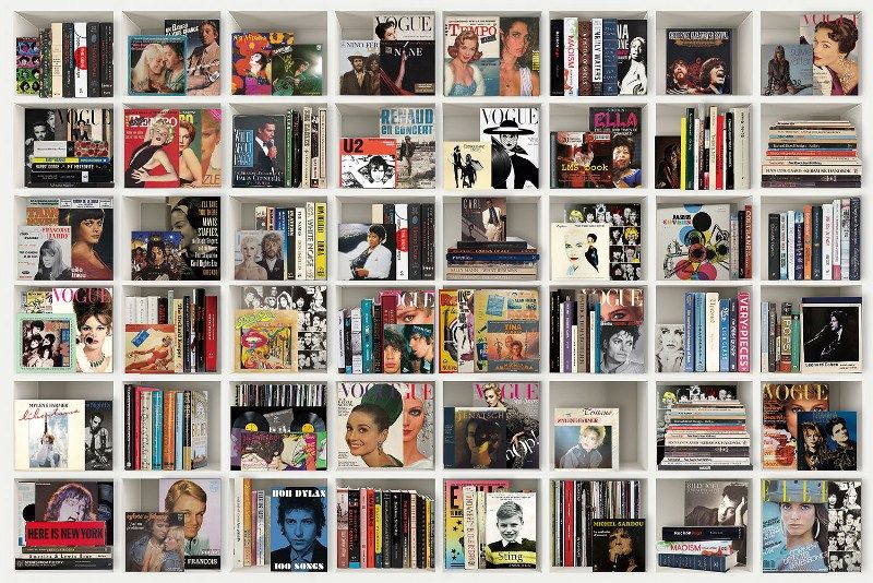 Glasschilderij boekenkast fashion boeken met uniek 3D reliëf 120x80 cm