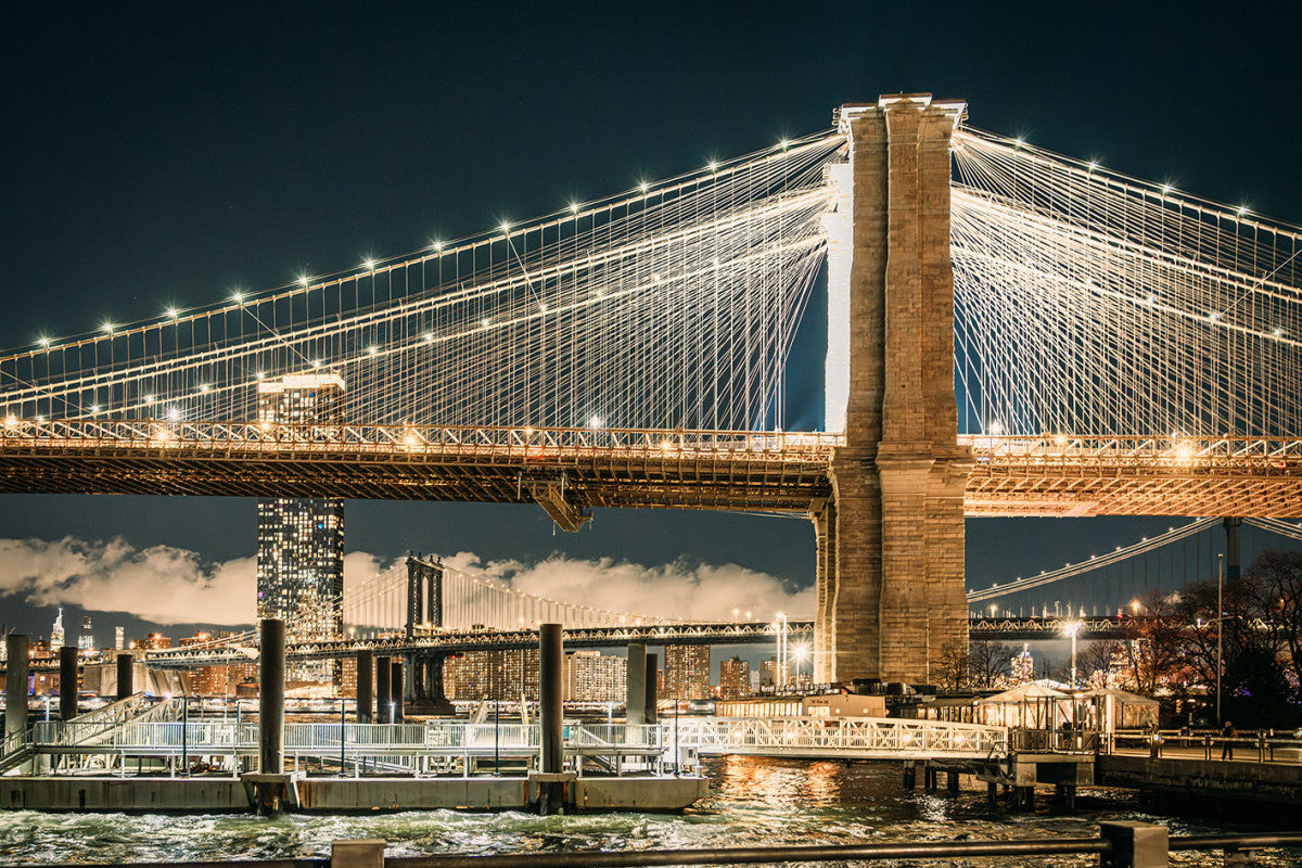 Glasschilderij Brooklyn Bridge met 3D reliëf 120x80 cm