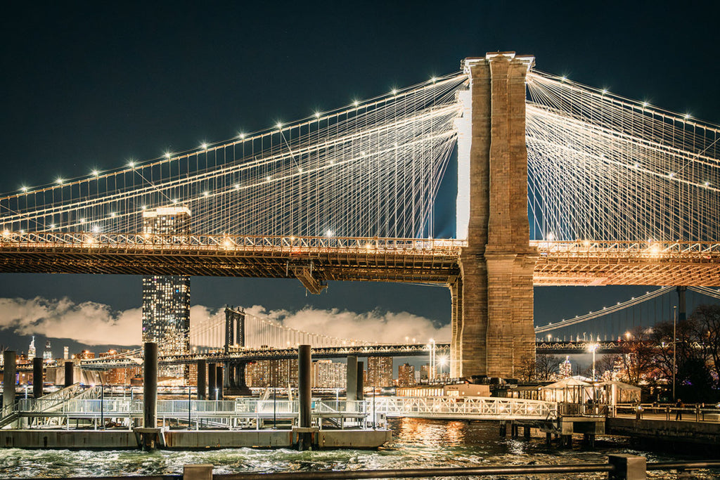 Glasschilderij Brooklyn Bridge met 3D reliëf 120x80 cm