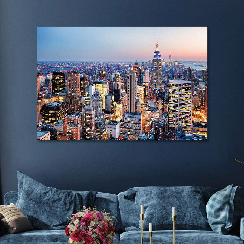 Glasschilderij Manhattan skyline met 3D reliëf 120x80 cm