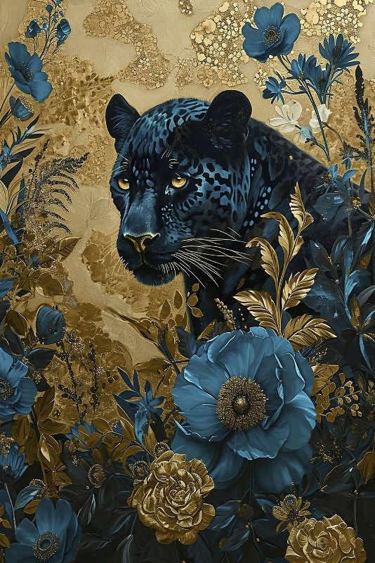 Glasschilderij luipaard met bloemen uniek 3D reliëf 80x120 cm