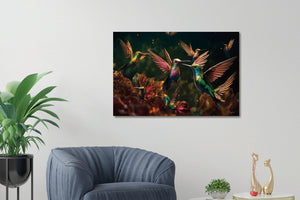 Glasschilderij Kolibrie vogels gekleurd  - 120x80 cm