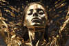 Glasschilderij vrouw met goud 120x80 cm