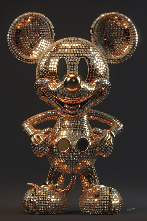 Glasschilderij Gouden muis stripfiguur 80x120 cm