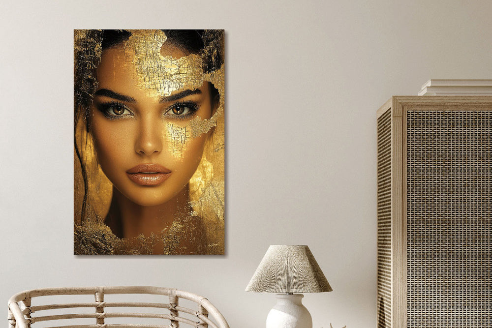 Glasschilderij Gouden vrouw van voren  80x120cm