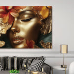 Glasschilder Gouden vrouw in setting 120x80 cm