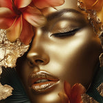 Glasschilder Gouden vrouw in setting 120x80 cm