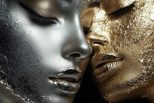 Glasschilder Gouden/zilveren vrouwen 120x80 cm