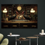 Glasschilderij zwarte Ibissen vogels op de bar 120x80 cm