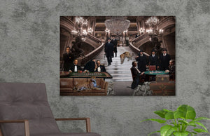 Glasschilderij Maffia in casino 120x80 cm