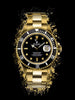 Glasschilderij gouden Rolex horloge zwarte achtergrond  80x120 cm