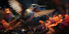 Glasschilderij Kolibrie vogel naast oranje bloem 160x80 cm