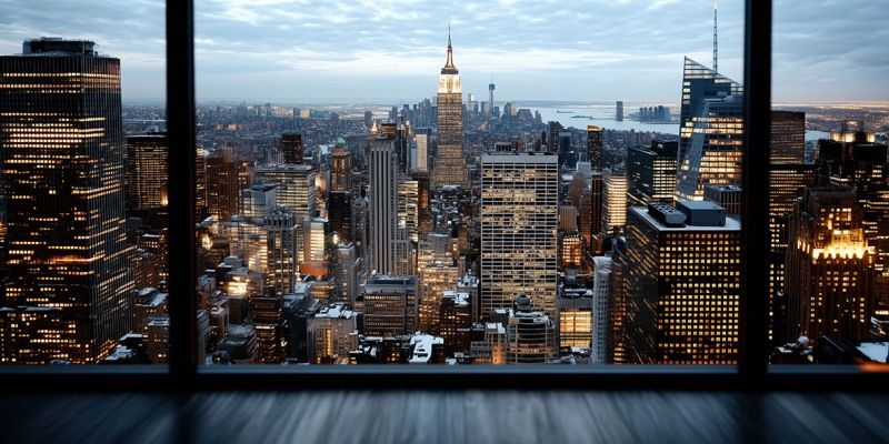 Glasschilderij grote stad Manhattan skyline 160x80 cm