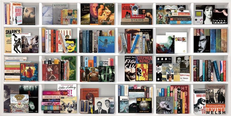 Glasschilderij boekenkast fashion boeken met uniek 3D reliëf 160x80 cm (Magazijn sale)