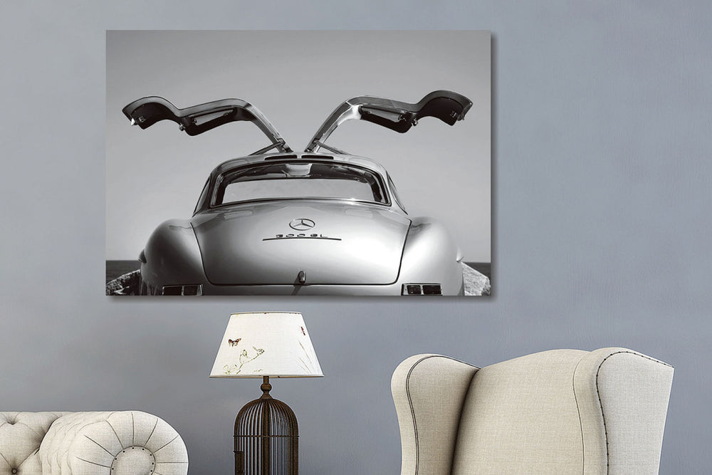 Glasschilderij Mercedes 300SL vliegdeuren 160x110 cm