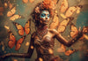 Glasschilderij Vrouw & vlinders kleurrijk 160x110 cm