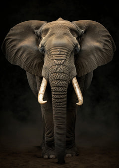 Glasschilderij Olifant close-up donkere achtergrond 110x160 cm