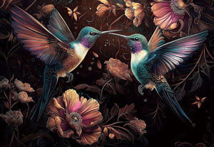 Glasschilderij  Kussende kolibris vogels 160x110 cm