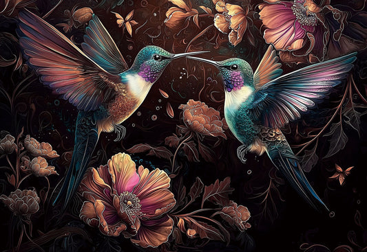 Glasschilderij  Kussende kolibris vogels 160x110 cm