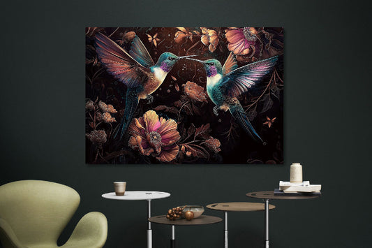 Glasschilderij  Kussende kolibris vogels 160x110 cm