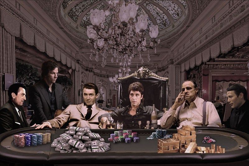 Glasschilderij  maffia / casino - 160x110 cm