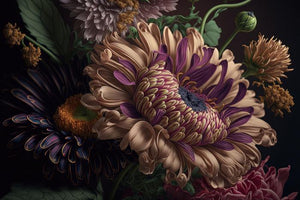 Glasschilderij bloemen met 3D reliëf 160x110 cm
