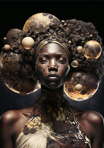 Glasschilderij vrouw goud met 3D reliëf 110x160 cm