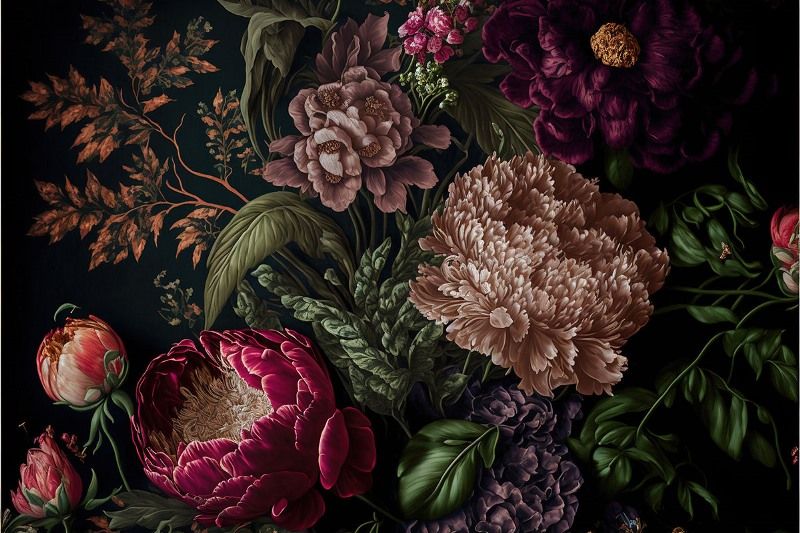 Glasschilderij bloemen met 3D reliëf 160x110 cm