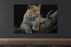Glasschilderij Luipaard in boom met 3D reliëf 160x110 cm