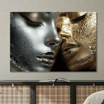 Glasschilderij Gouden/zilveren vrouwen 160x110 cm