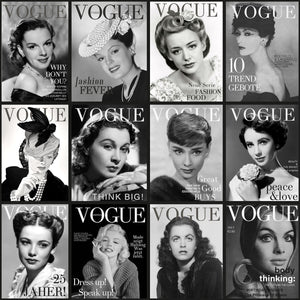 Glasschilderij Modeblad collage met uniek 3D reliëf 120x120 cm