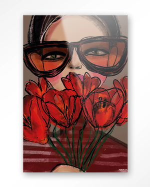 Glasschilderij "Poppy" Urban Cotton - Leverbaar in verschillende afmetingen