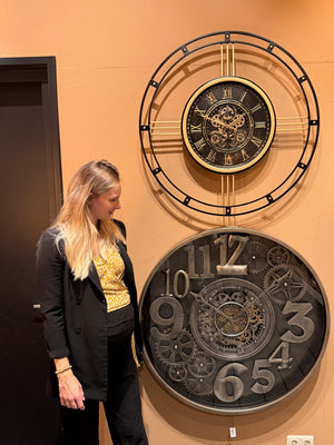 Grote radarklok Hora rond zwart/goud Countryfield XXL Ø100 cm (NIEUW)